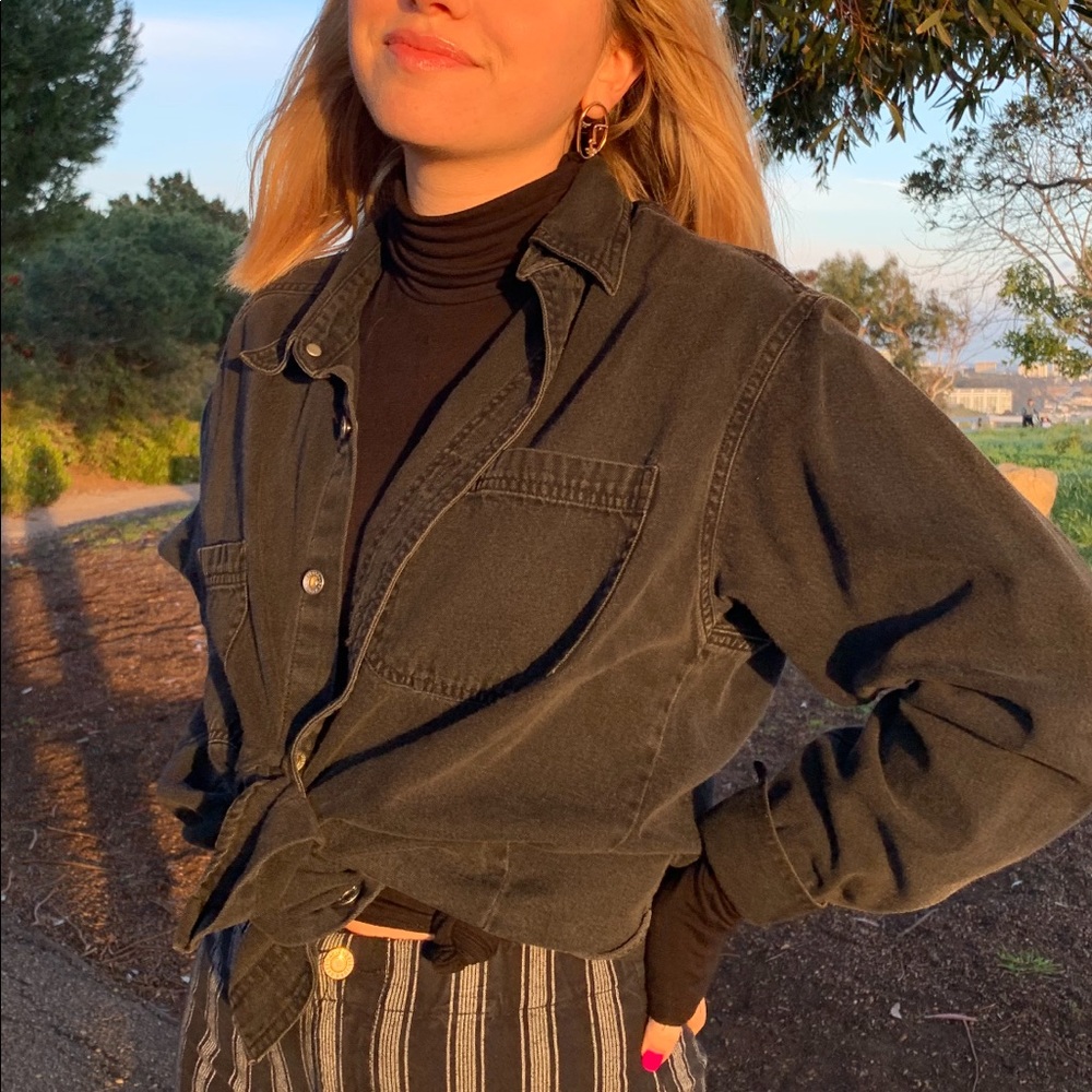 Levi black long denim jacket